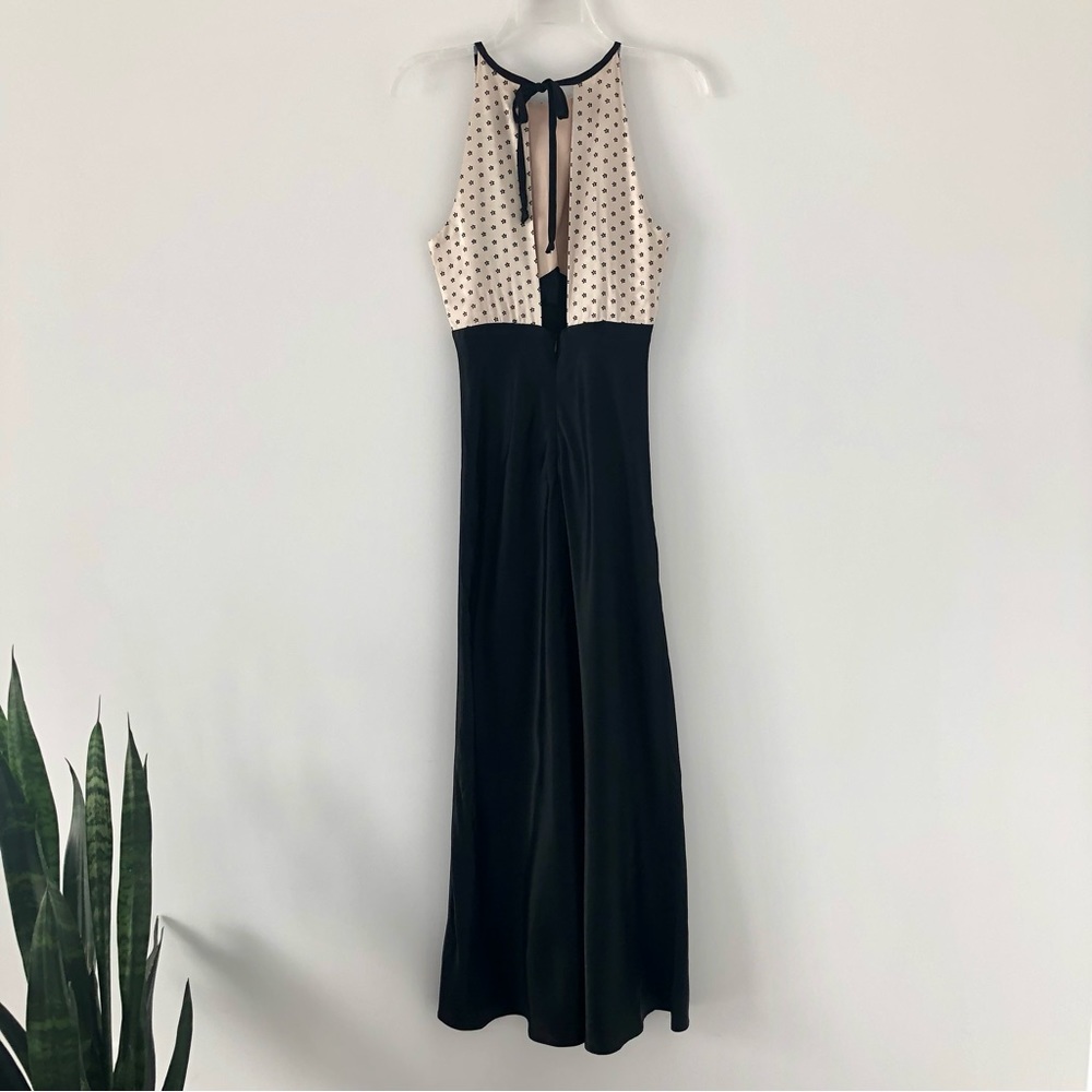 Vintage 90’s Dawn Joy Fashion Satin Bias Cut High Neck Floral Gown Maxi Dress - Picture 3 of 12